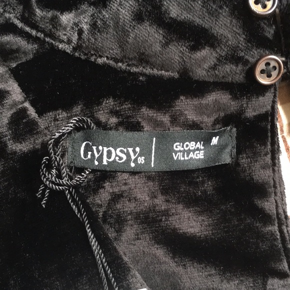 NWT Gypsy 05 Global Village Velvet Velour Black Floral Embroidered Mini Dress - Picture 6 of 10